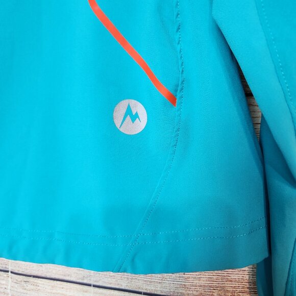 Women's MARMOT FUSION JACKET Lightweight Running Pockets Teal Blue XS/TP - Picture 16 of 16